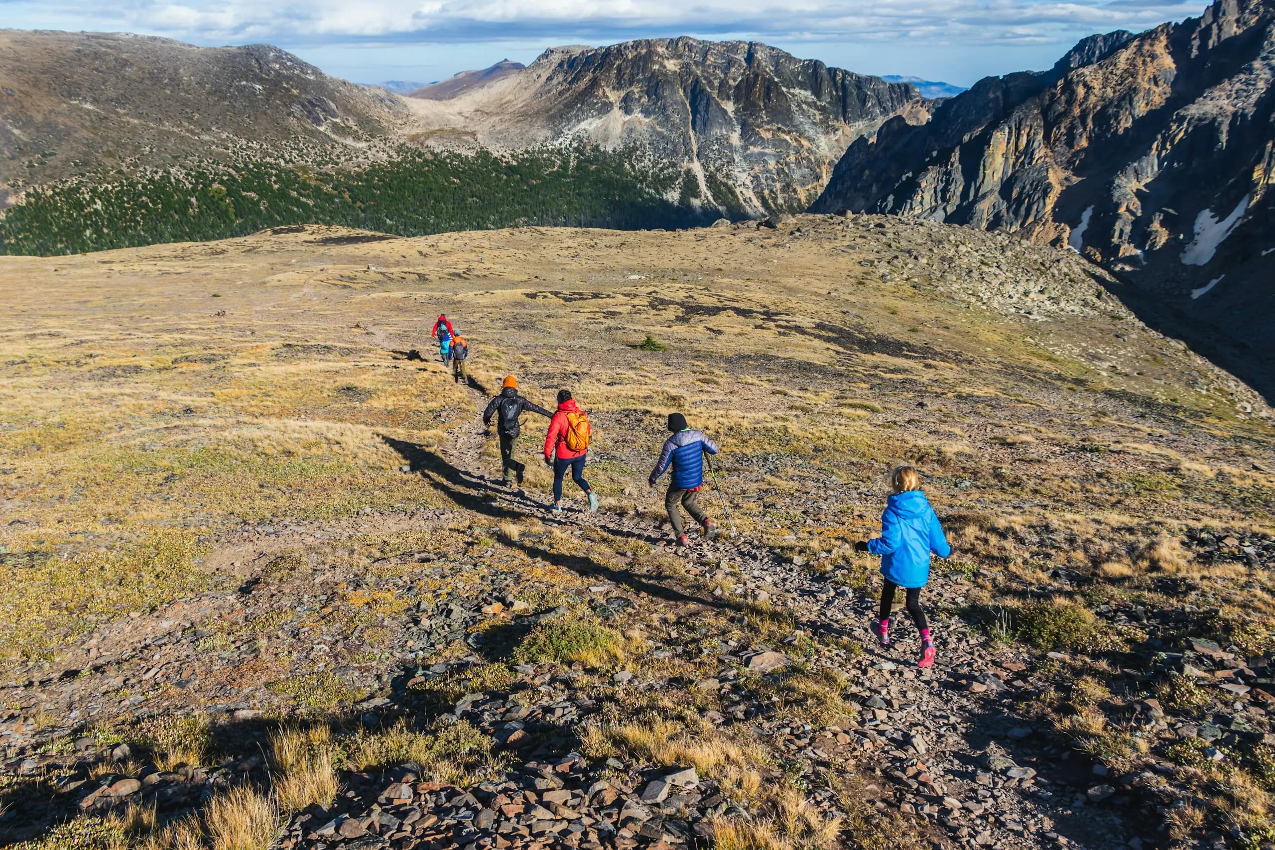 A family enjoying a mountain hike together